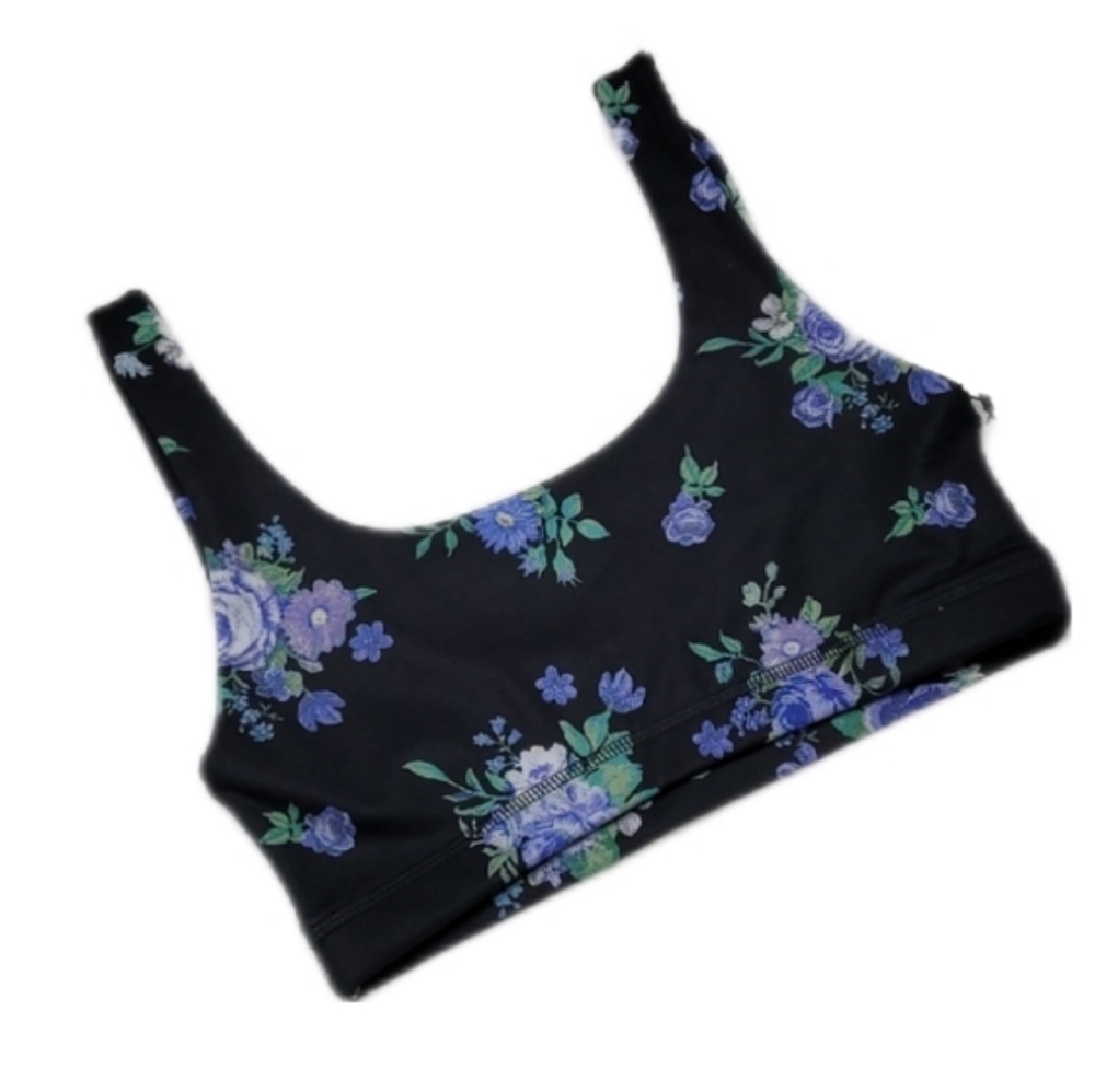 WeWoreWhat Scoop Bra Top Golden Hour Black Floral X-Small
